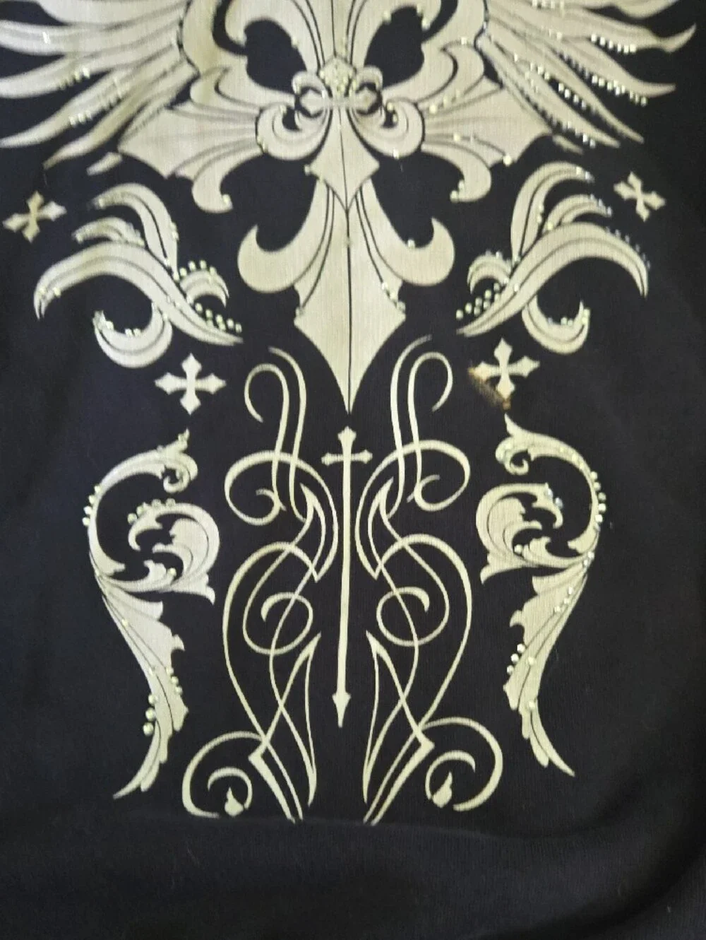 Affliction Black Bomber Jacket with Silver Crest and Wing Graphics - Picture 3 of 8